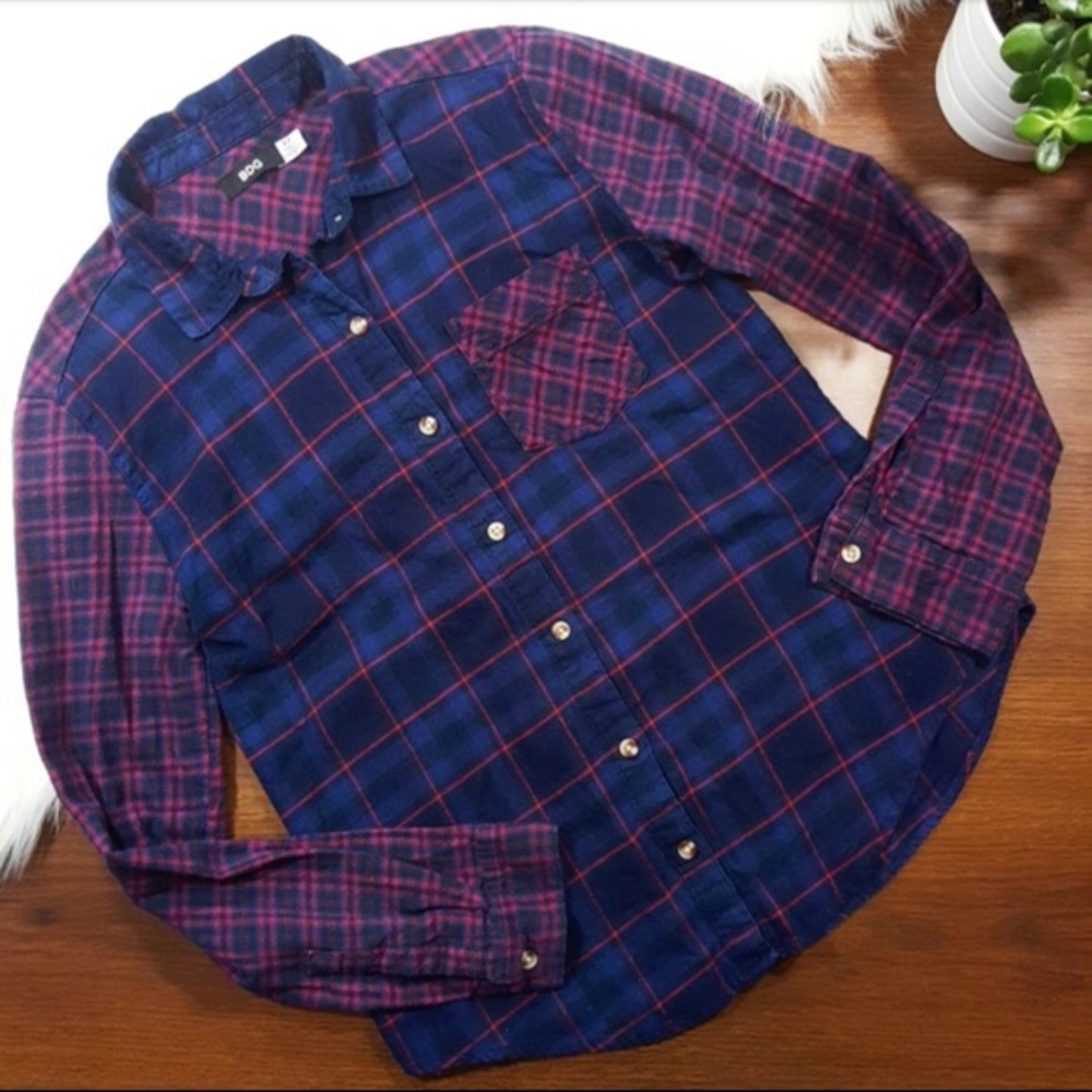Urban Outfitters BDG Plaid Navy-Violet Flannel